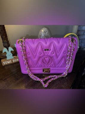 Mario Valentino Purple /Pink Quilted crossbody/Shoulder Bag. . Authentic.